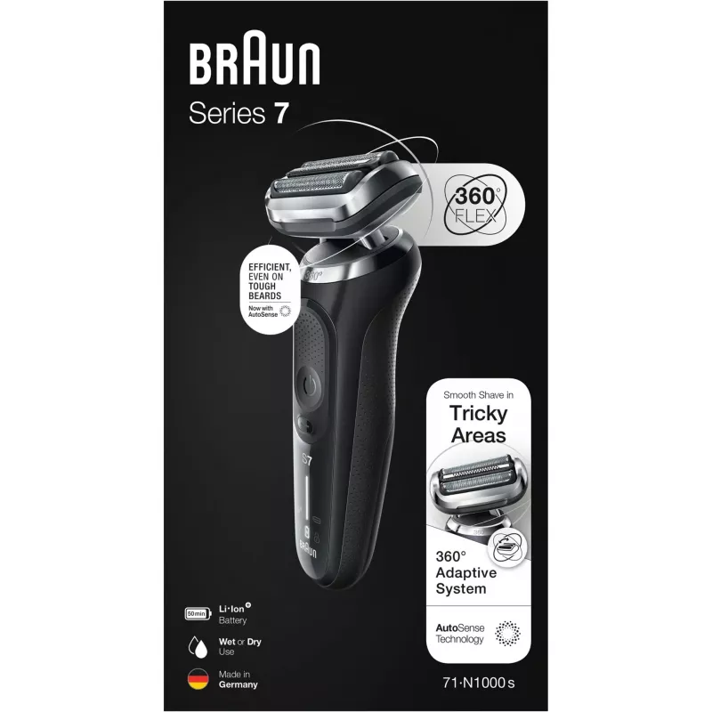 Braun Series 7 71-N1000s folijas skuveklis, melns