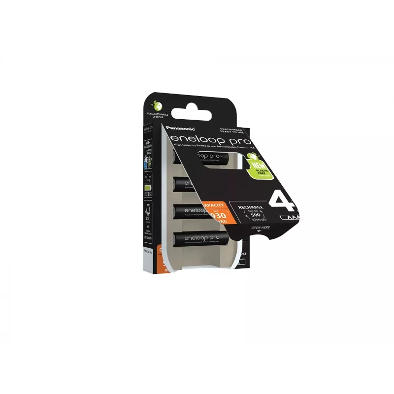 Uzlādējamās baterijas PANASONIC ENELOOP PRO AAA 930 mAh 4 gab. (BK-4HCDE/4CP)
