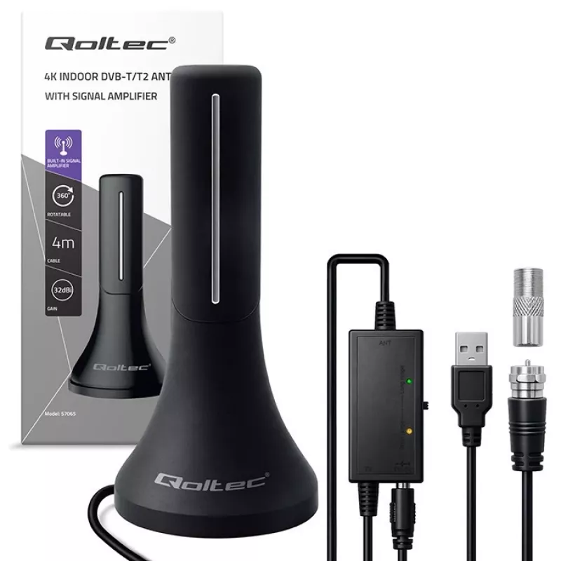 Televīzijas antena QOLTEC TV DVB-T/T2 Qoltec (iekštelpu/āra) modelis 57065