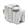 Keystone modulis DELOCK RJ45 uz LSA Cat.6A ekranēts, bez instrumenta, plakans, sudraba/baltā krāsā, ar putekļu vāciņu