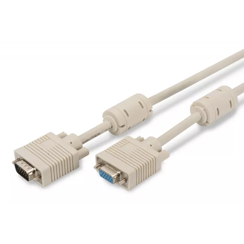 VGA monitora pagarinātāja kabelis DIGITUS AK-310203-030-E — 3 m, VGA (D-Sub) uz VGA (D-Sub), 3Coax+7 vadu, smilškrāsas