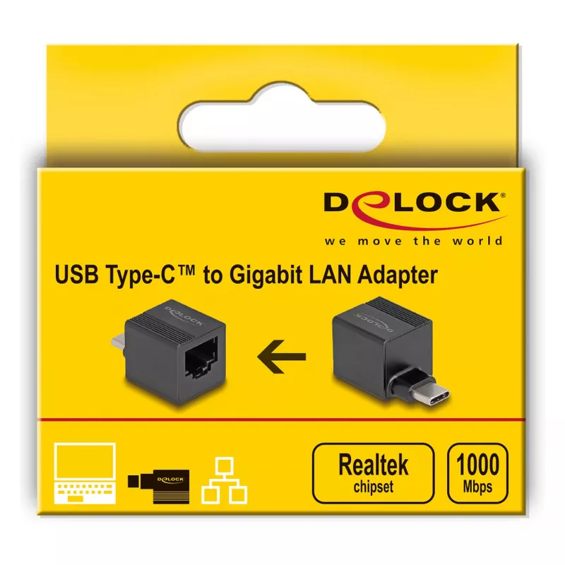 DeLOCK USB Type-C adapteris uz Gigabit LAN mini melns