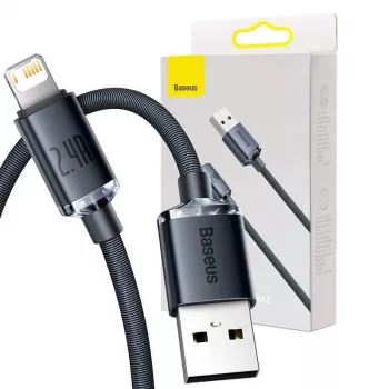 Baseus Crystal Shine kabelis USB uz Lightning, 2,4A, 2m (melns)