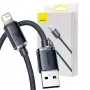 Baseus Crystal Shine kabelis USB uz Lightning, 2,4A, 2m (melns)