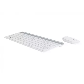 Logitech Slim Wireless Combo MK470 - Tastatūras un peles komplekts - Bezvadu - 2,4 GHz - Spāņu - Baltā krāsā (920-009199)