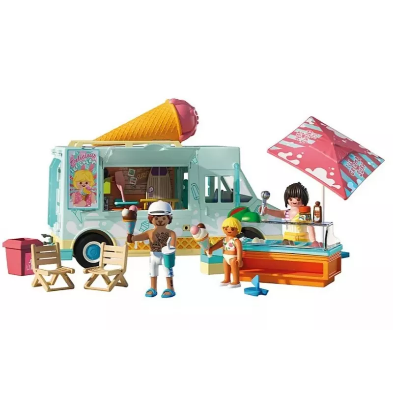PLAYMOBIL Playset Ice Cream Van & Surf Shop 71904 with figūras