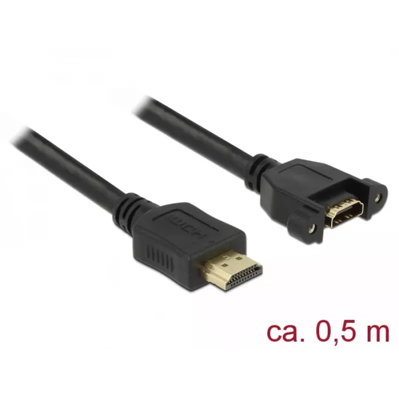 HDMI kabelis DeLOCK 85463 0.5 m A tipa vīrs- sieviete melns