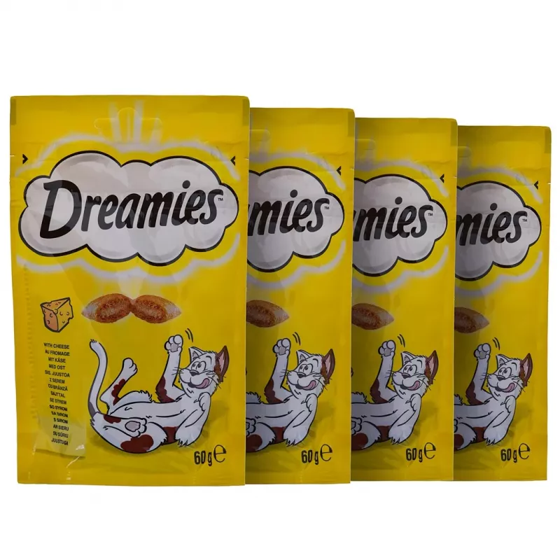 Cat treats Dreamies Cheese, Chicken, Salmon sortiments 12×60 g — meaty solid snacks, Protein 31%, Fat 21%