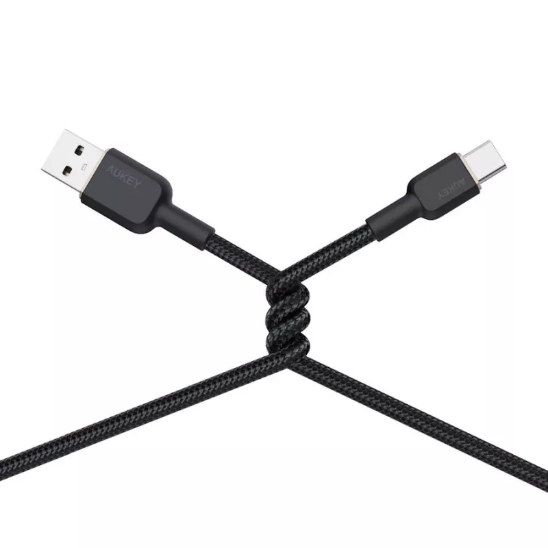 USB A uz USB C kabelis Aukey CB-NAC1, 1 m, pīts neilons, USB PD 60W, USB 2.0