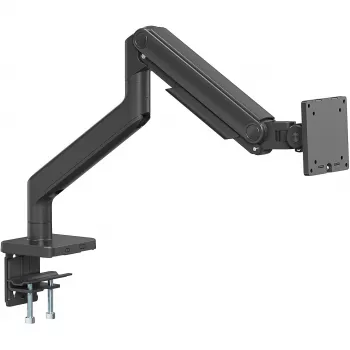Monitora kronšteins DIGITUS Single, skava, līdz 49 collām (124,5 cm), 20 kg, VESA 75x75–100x100, slīpums -20° līdz 50°, augstumā regulējams, melns