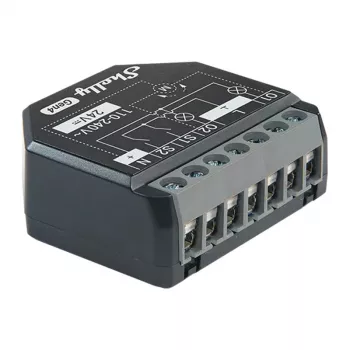Shelly 2PM Gen4 žalūziju/slēģu izpildmehānisms 2 kanāli, maiņstrāva 110–240V, 2,4 GHz Wi‑Fi, 1,4 W, 8000 KB zibatmiņa