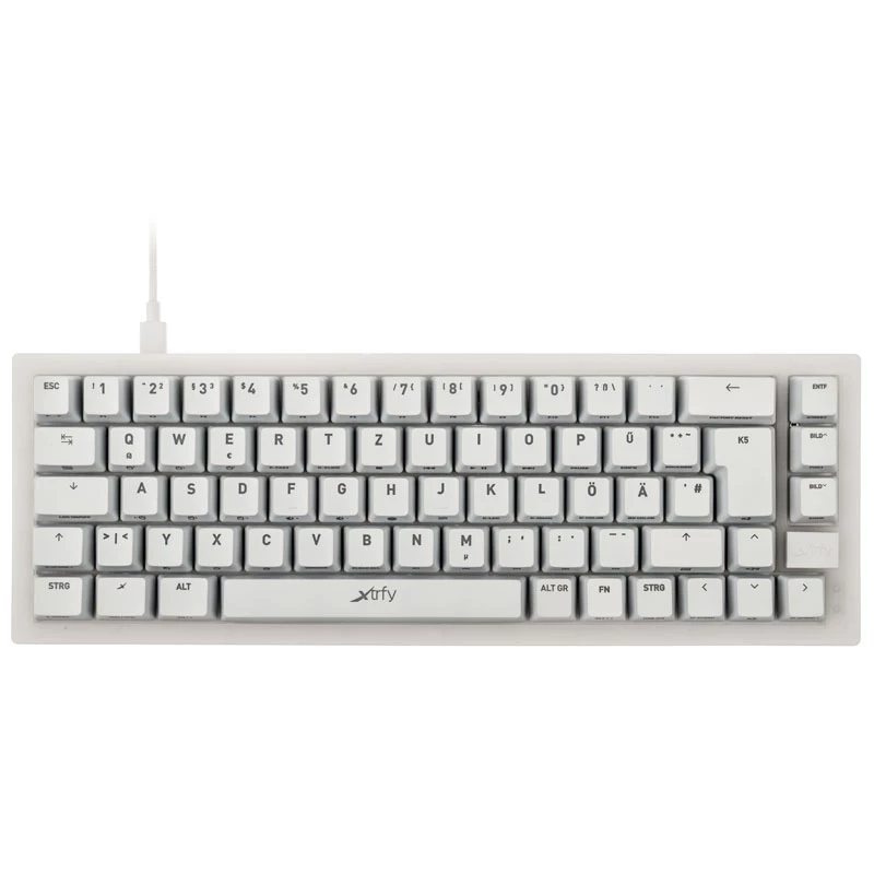 Mehāniskā TKL spēļu tastatūra XTRFY K5 RGB — bez ciparu bloka, caurspīdīga/balta