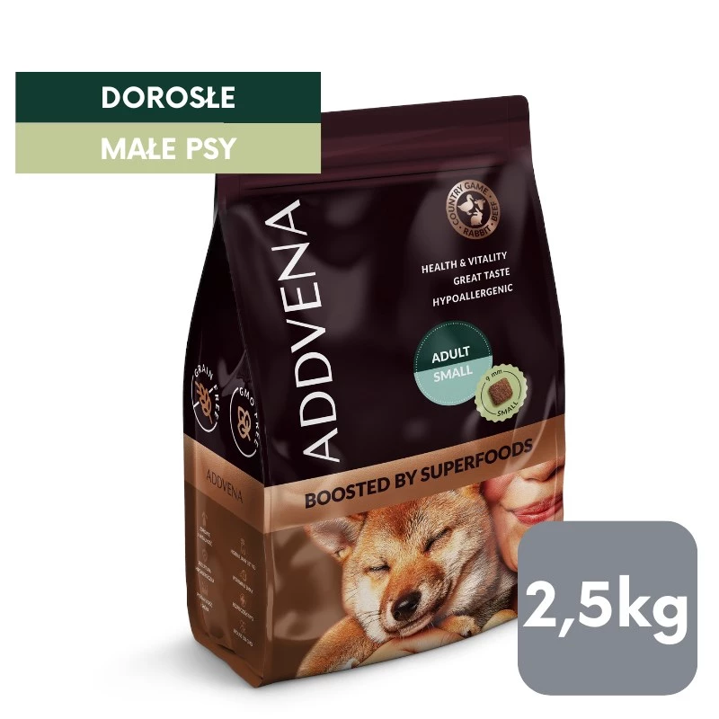 ADDVENA Boosted by superfoods Adult Small Beef - sausā suņu barība - 2,5kg