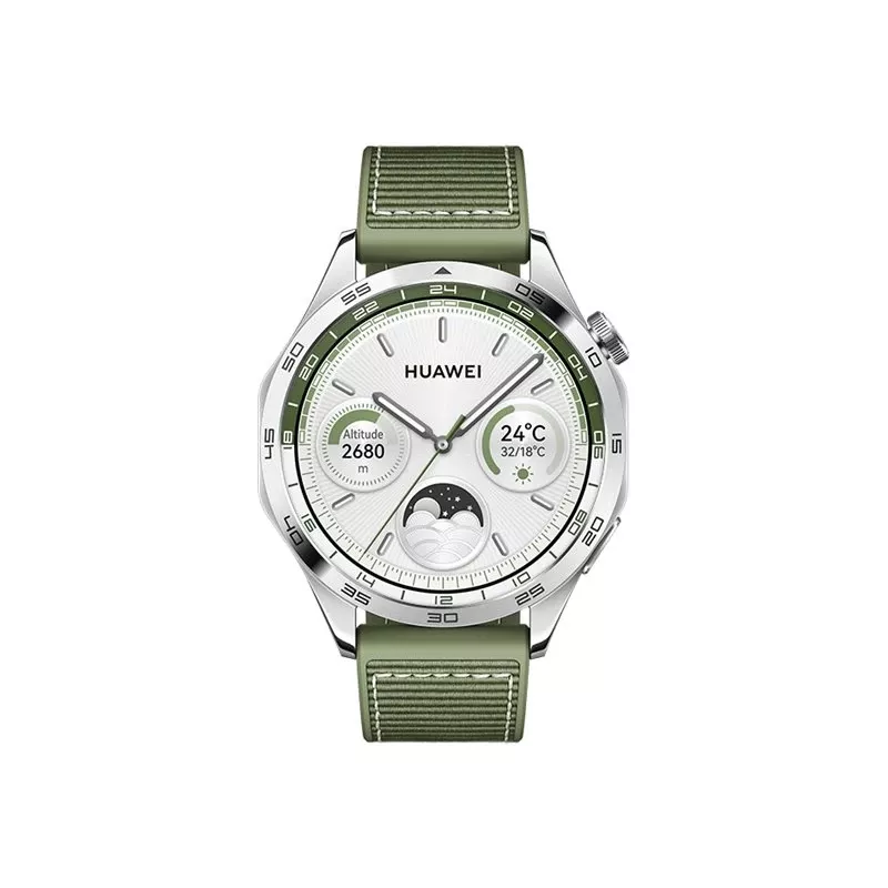 HUAWEI WATCH GT 4 viedpulkstenis 46 mm, 1,43" AMOLED, GPS, līdz 14 dienām akumulators, Android un iOS, nerūsējošais tērauds, zaļā krāsā