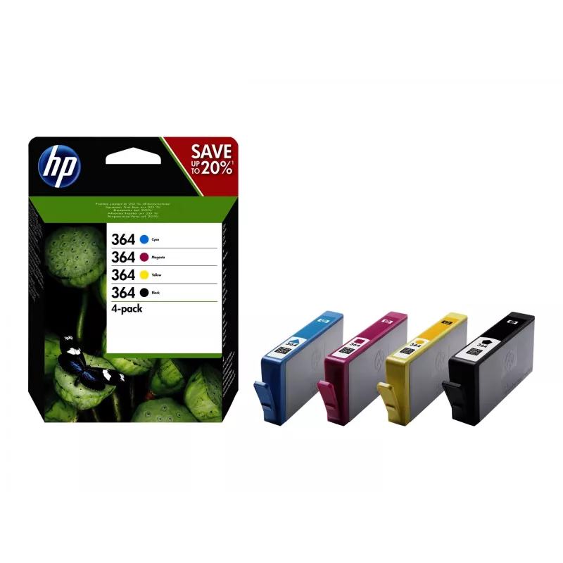 HP 364 4 iepakojums Melns/Cian/Magenta/Dzeltens oriģinālās tintes kasetnes