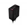 LCD sienas lādētājs USB ligzda + USB-Cx2 PD 65W GAN melns jaudas mērītājs