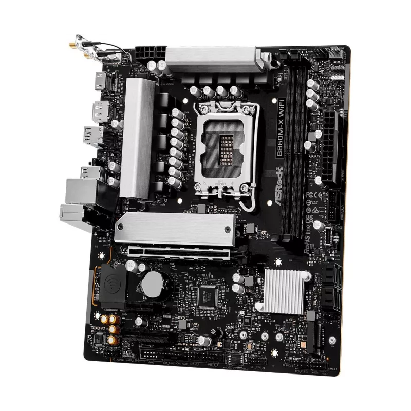 Mātesplate ASRock B860M-X WiFi — Intel B860, LGA 1851, micro ATX, DDR5, 2x DIMM, 4x M.2, 2.5Gb LAN, Wi‑Fi 6E, Bluetooth 5.3