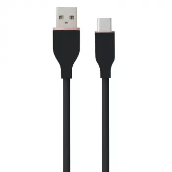 Silikona kabelis USB Type-A - Type-C (melns, 1m)