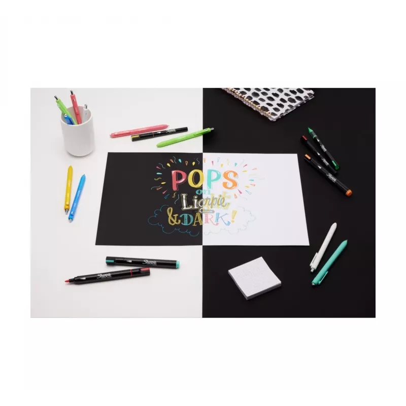 Akrila krāsu pildspalvas Sharpie Creative Marker 12 gab. lodīšu uzgalis melnas