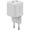 USB-C Dual-Fast lādētājs Nano, PD, GaN, 35 W (balts, 2x USB-C, Power Delivery 3.0)