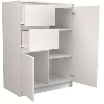Kumodes augšdaļa e-veikals 2D2S BIEL — 2 atvilktnes, balta, 700×400×970 mm, skaidu plātne