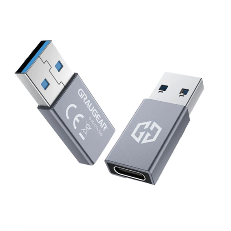 Kabeļa savienotāja pārveidotājs GRAUGEAR G-AD-CTA-10G USB-A uz USB-C sudraba krāsā