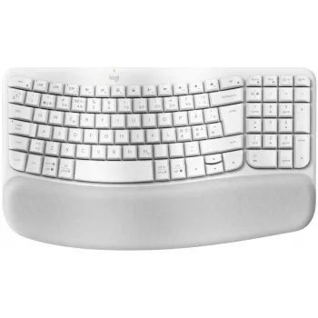 Logitech Wave Keys tastatūra ar polsterētu plaukstas balstu, bezvadu Bluetooth LE QWERTY, bālgana (PAN)