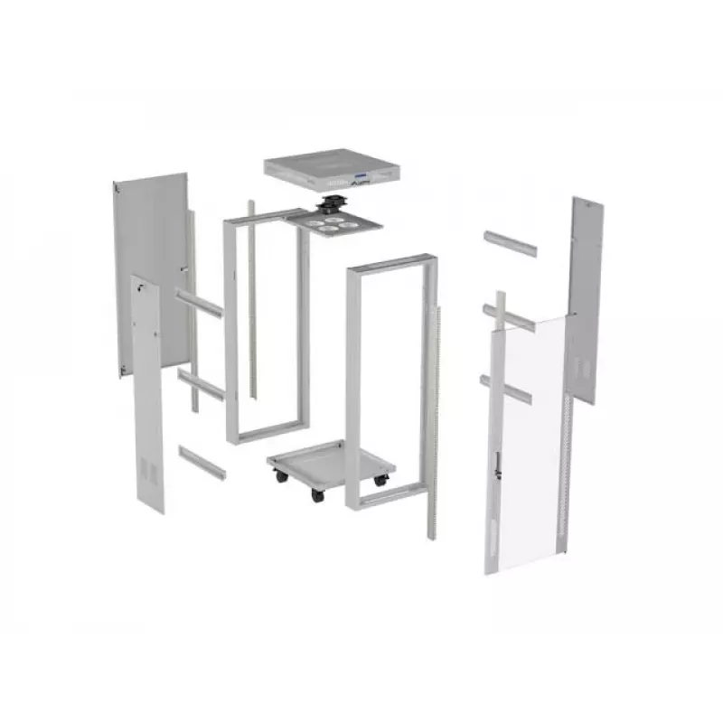 LANBERG 19 collu 32U stāvošs statīva skapis 600×600 mm pelēks ar perforētām durvīm un LCD (plakanais iepakojums)