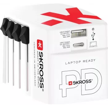 Lādētājs Skross 1.302332 Iekštelpu Maiņstrāvas 100-250V 20V 1x USB Type-C Balts