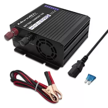 Qoltec Smart Monolith akumulatora lādētājs LiFePO4 AGM GEL SLA akumulatoriem | 10A | 12V