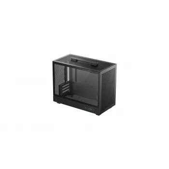Datora korpuss DeepCool CH160 PLUS Small Form Factor SFF ATX/mATX, rūdīts stikls, USB-C, melns