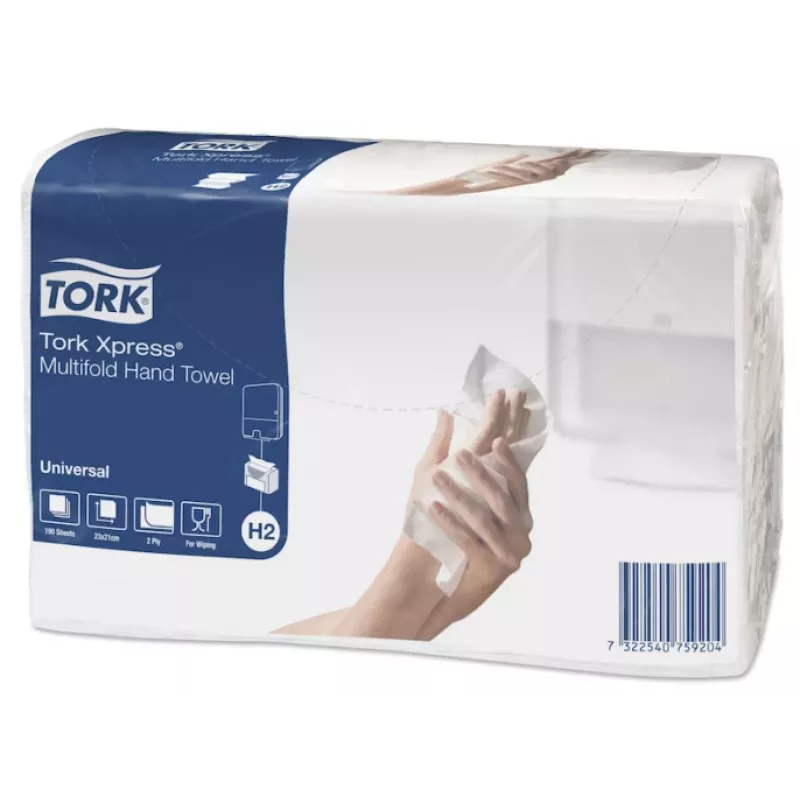 Lapiņu dvieļu papīrs Tork Xpress Multifold Universal H2 2 kārtas, 23,4 x 21,3 cm (20 gab.)