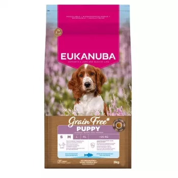 Sausā suņu barība EUKANUBA Puppy & Junior Small/Medium Breed bez graudiem Fish, 3 kg