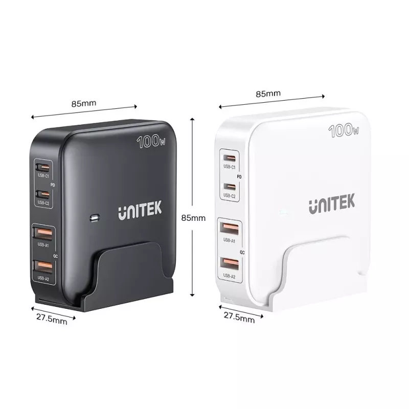 Unitek darbvirsmas lādētājs P1229ABK01-EU 100W ar 2× USB-A un 2× USB-C