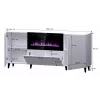 Kumode ar elektrisko kamīnu Cama Meble PAFOS 180x42x82 cm matēti melna, 3 durvis, 2 plaukti, 1400–1600 W