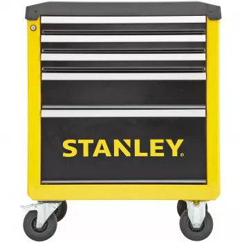 Instrumentu ratiņi Stanley STST74305-1 ar 5 atvilktnēm, dzelteni/melni, 3 plakanas + 2 augstas atvilktnes