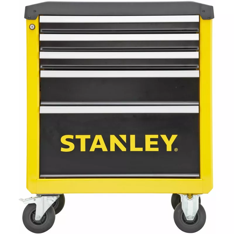 Instrumentu ratiņi Stanley STST74305-1 ar 5 atvilktnēm, dzelteni/melni, 3 plakanas + 2 augstas atvilktnes