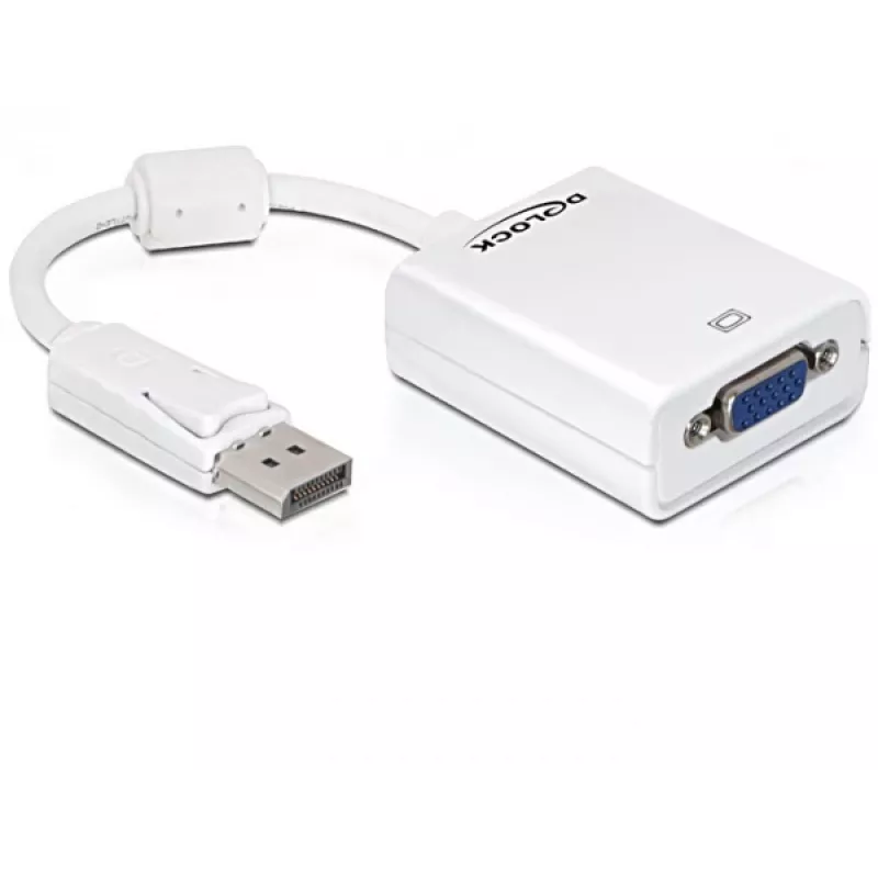Video kabeļa adapteris DeLOCK 61766 0,125 m VGA DisplayPort balts