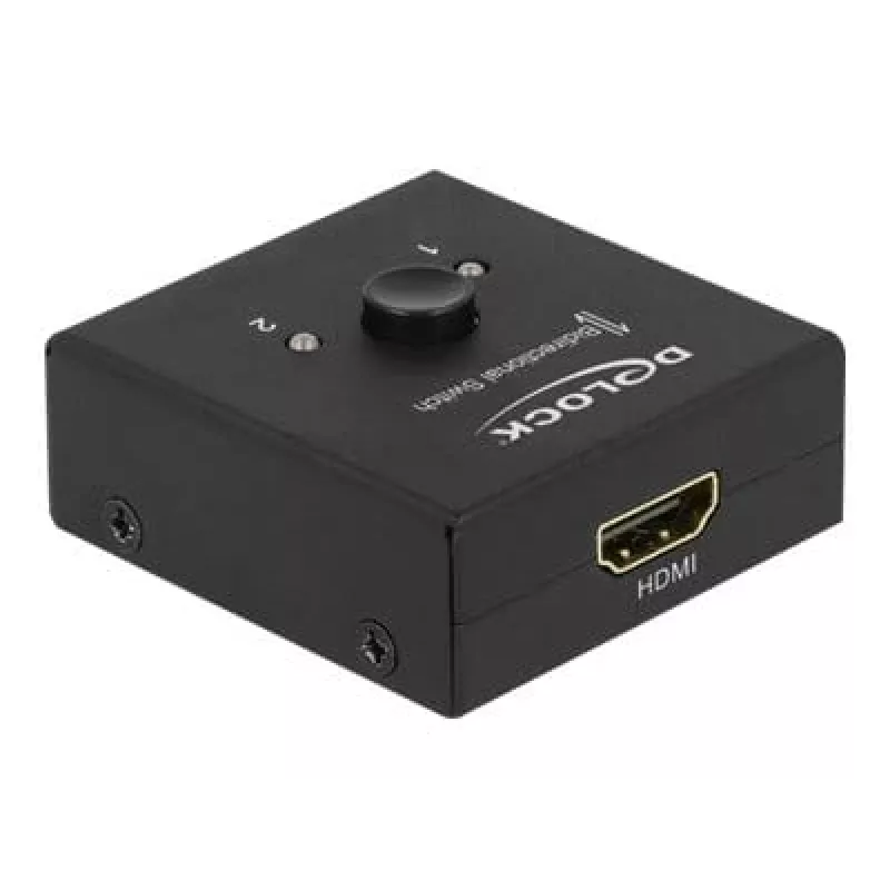 DeLock HDMI 2 - 1 divvirzienu 4K 60 Hz kompakts - Mazumtirdzniecības iepakojums - Video/Audio pārslēdzējs - 2 x HDMI - Galddatoram (64072)