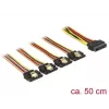 SATA kabelis DeLOCK 60158 0,5 m SATA 15 kontaktu 4 x SATA 15 kontaktu Daudzkrāsains