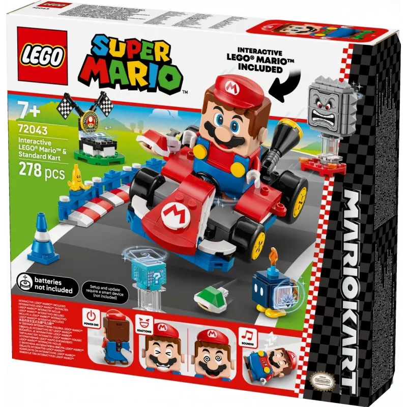 LEGO konstruktors 72043 Super Mario interaktīvais Mario Karts ar standarta kartingu