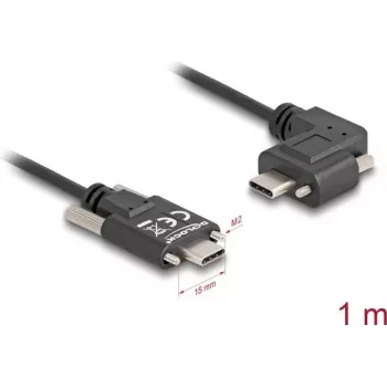 DeLOCK USB 2.0 kabelis USB Type-C vīrišķais uz USB Type-C vīrišķais leņķveida pa kreisi/pa labi PD 3.0 60W 1m