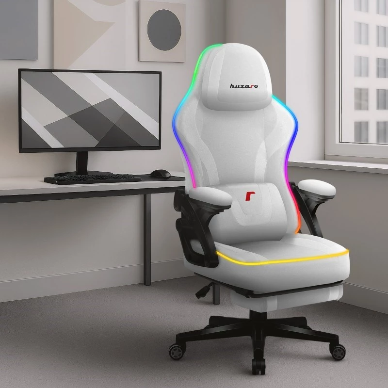 RGB baltas siets spēļu krēsls