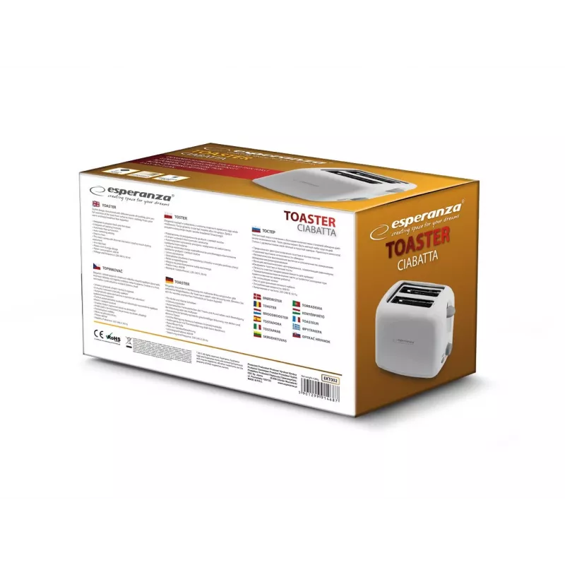 Esperanza EKT002 Caprese 2 šķēles 600 W Balts