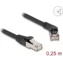 DeLOCK tīkla kabelis RJ45 Cat.6A S/FTP 45° leņķveida uz taisnu 0,25 m melns