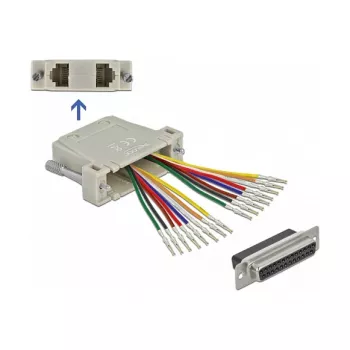D-Sub 25 kontaktu spraudnis (sieviešu) uz 2 x RJ45 ligzdām (sieviešu) DeLOCK 66834