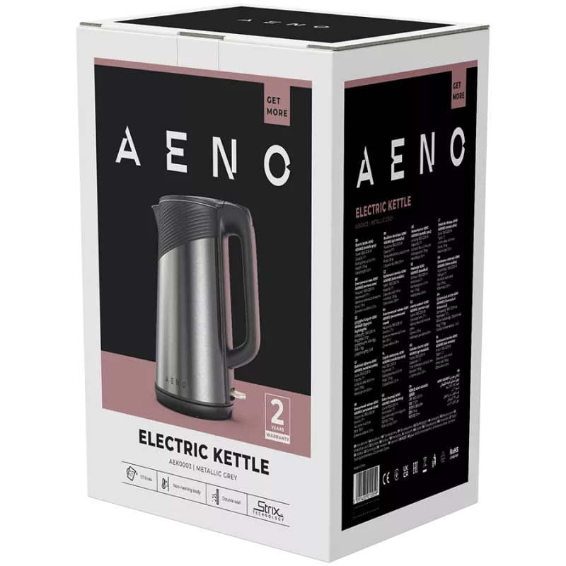 AENO EK3 elektriskā tējkanna 1.7 L 2200 W Melna