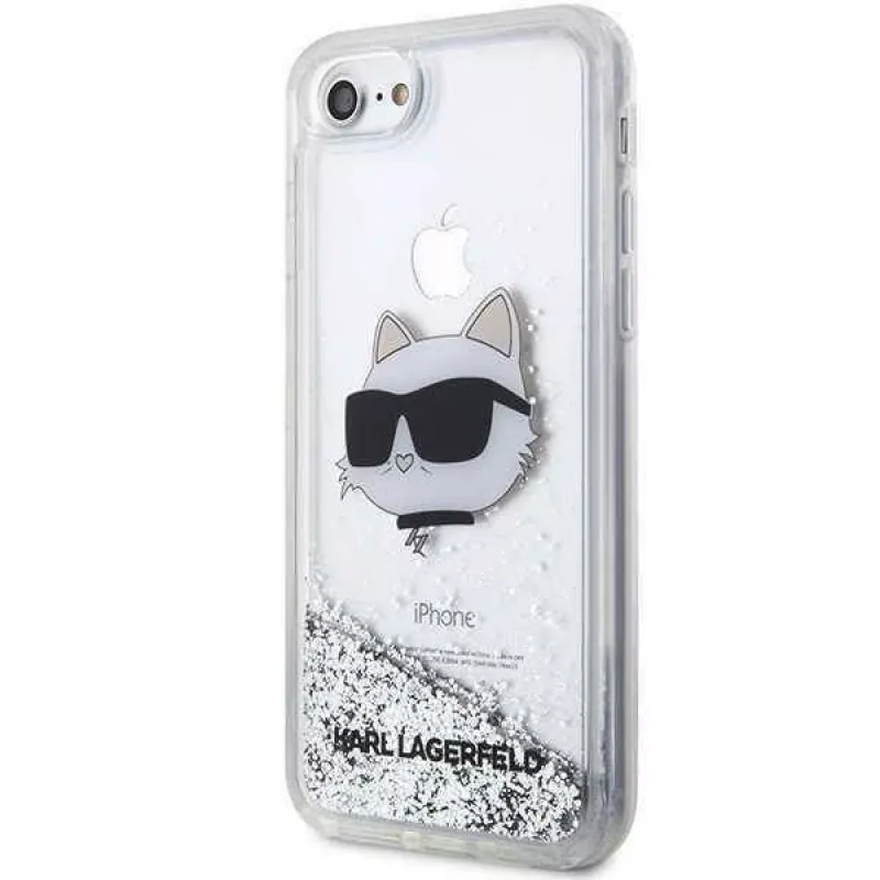 Karl Lagerfeld | Oriģinālais maciņš IPHONE SE 2022/SE 2020/7/8 Karl Lagerfeld Cietais maciņš ar Glitter Choupette galviņu (KLHCI8LNCHCS)