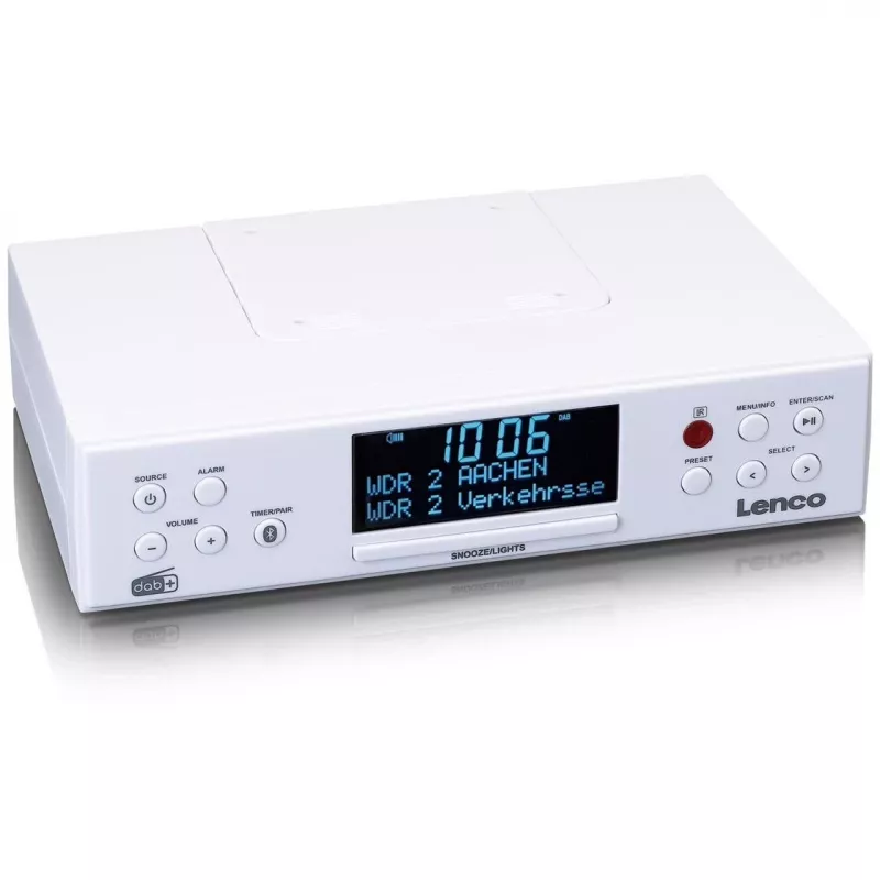 Lenco KCR-190WH zem skapīša montējams virtuves radio ar PLL FM, DAB+ un Bluetooth, balts
