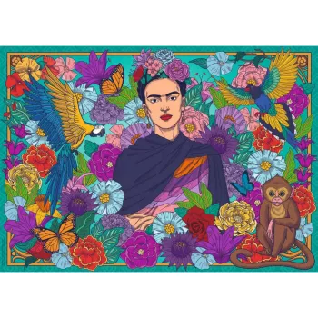 Puzle - Frida Kahlo paradīze: Papagaiļi, pērtiķi 1000 gabali